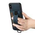 For iPhone XS Max Suteni H13 Litchi Leather Wrist Strap Wallet Back Phone Case(Blue)