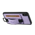 For iPhone XS Max Suteni H13 Litchi Leather Wrist Strap Wallet Back Phone Case(Purple)