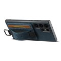 For Samsung Galaxy S24 Ultra 5G Suteni H13 Litchi Leather Wrist Strap Wallet Back Phone Case(Blue)