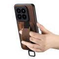 For Xiaomi 14 Pro Suteni H13 Litchi Leather Wrist Strap Wallet Back Phone Case(Brown)