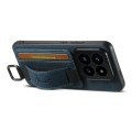 For Xiaomi 14 Suteni H13 Litchi Leather Wrist Strap Wallet Back Phone Case(Blue)