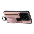 For Xiaomi 14 Suteni H13 Litchi Leather Wrist Strap Wallet Back Phone Case(Pink)