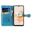 For UMIDIGI A15C Cat and Dog Embossed Leather Phone Case(Blue)
