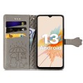 For UMIDIGI G3 / G3 Max / G3 Plus Cat and Dog Embossed Leather Phone Case(Gray)