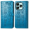 For UMIDIGI A13 Pro 5G Cat and Dog Embossed Leather Phone Case(Blue)
