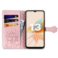 For UMIDIGI A13 Pro 5G Cat and Dog Embossed Leather Phone Case(Rose Gold)