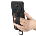 For Honor Magic5 Pro Suteni H13 Litchi Leather Wrist Strap Wallet Back Phone Case(Black)