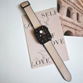 For Apple Watch SE 2023 44mm Fold Magnetic Square Buckle PU Silicone Watch Band(Apricot)