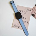 For Apple Watch Series 9 45mm Fold Magnetic Square Buckle PU Silicone Watch Band(Blue)