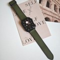 For Apple Watch Series 8 41mm Fold Magnetic Square Buckle PU Silicone Watch Band(Dark Green)