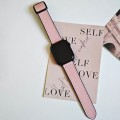 For Apple Watch Series 7 45mm Fold Magnetic Square Buckle PU Silicone Watch Band(Pink)