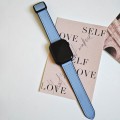 For Apple Watch Series 4 44mm Fold Magnetic Square Buckle PU Silicone Watch Band(Blue)