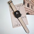 For Apple Watch Series 3 38mm Fold Magnetic Square Buckle PU Silicone Watch Band(Apricot)