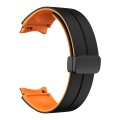 For Samsung Galaxy Watch 5  44mm Two Color Magnetic Folding Buckle Silicone Watch Band(Black+Orange)