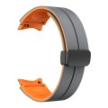 For Samsung Galaxy Watch 5  44mm Two Color Magnetic Folding Buckle Silicone Watch Band(Grey+Orange)