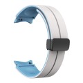 For Samsung Galaxy Watch 4 44mm Two Color Magnetic Folding Buckle Silicone Watch Band(White+Blue)