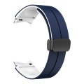 For Samsung Galaxy Watch 4 40mm Two Color Magnetic Folding Buckle Silicone Watch Band(Midnight Blue+