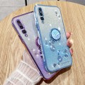 For Huawei Y9s Gradient Glitter Immortal Flower Ring All-inclusive Phone Case(Blue)