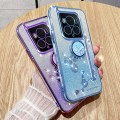 For Honor Magic6 Gradient Glitter Immortal Flower Ring All-inclusive Phone Case(Purple)