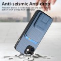 For iPhone 11 Carbon Fiber Card Bag Fold Stand Phone Case(Blue)