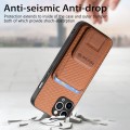 For iPhone 11 Pro Carbon Fiber Card Bag Fold Stand Phone Case(Brown)