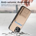 For iPhone 11 Pro Carbon Fiber Card Bag Fold Stand Phone Case(Khaki)