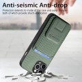 For iPhone 11 Pro Carbon Fiber Card Bag Fold Stand Phone Case(Green)