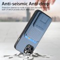 For iPhone 11 Pro Max Carbon Fiber Card Bag Fold Stand Phone Case(Blue)