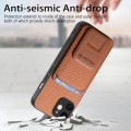 For iPhone 12 Carbon Fiber Card Bag Fold Stand Phone Case(Brown)