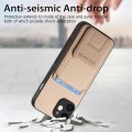 For iPhone 12 Carbon Fiber Card Bag Fold Stand Phone Case(Khaki)