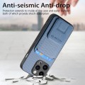 For iPhone 12 Pro Carbon Fiber Card Bag Fold Stand Phone Case(Blue)