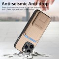 For iPhone 12 Pro Max Carbon Fiber Card Bag Fold Stand Phone Case(Khaki)