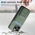 For iPhone 12 Pro Max Carbon Fiber Card Bag Fold Stand Phone Case(Green)