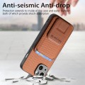 For iPhone 13 Carbon Fiber Card Bag Fold Stand Phone Case(Brown)