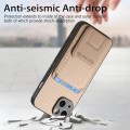 For iPhone 13 Carbon Fiber Card Bag Fold Stand Phone Case(Khaki)