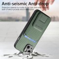 For iPhone 13 Carbon Fiber Card Bag Fold Stand Phone Case(Green)