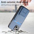 For iPhone 14 Carbon Fiber Card Bag Fold Stand Phone Case(Blue)