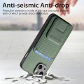 For iPhone 14 Plus Carbon Fiber Card Bag Fold Stand Phone Case(Green)