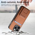 For iPhone 14 Pro Max Carbon Fiber Card Bag Fold Stand Phone Case(Brown)