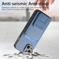 For iPhone 15 Carbon Fiber Card Bag Fold Stand Phone Case(Blue)