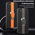 For Motorola Moto G60 Magnetic Litchi Leather Back Phone Case with Holder(Orange)