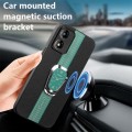 For Motorola Moto E13 Magnetic Litchi Leather Back Phone Case with Holder(Green)