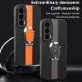 For Motorola Edge 20 Magnetic Litchi Leather Back Phone Case with Holder(Orange)