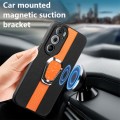 For Motorola Edge 30 Pro Magnetic Litchi Leather Back Phone Case with Holder(Orange)