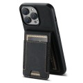 For iPhone 15 Pro Max Suteni H03 Litchi Leather Card Bag Stand Back Phone Case(Black)