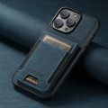 For iPhone 15 Pro Max Suteni H03 Litchi Leather Card Bag Stand Back Phone Case(Blue)
