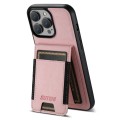 For iPhone 15 Pro Max Suteni H03 Litchi Leather Card Bag Stand Back Phone Case(Pink)