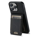 For iPhone 14 Pro Max Suteni H03 Litchi Leather Card Bag Stand Back Phone Case(Black)