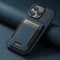 For iPhone 13 Pro Suteni H03 Litchi Leather Card Bag Stand Back Phone Case(Blue)