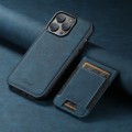 For iPhone 15 Pro Max Suteni H17 Litchi Texture Leather MagSafe Detachable Wallet Phone Case(Blue)